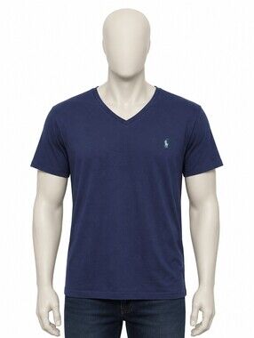 Polo Ralph Lauren T-Shirt XXL 2XL Light Blue Men's V Neck 100% Cotton Classic